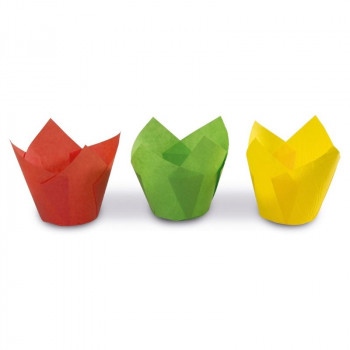 Guardini Tulip formos popierinės keksiukų formelės, 12 vnt., spalvotos Easy Bake, Ø 7,5 x 8 cm