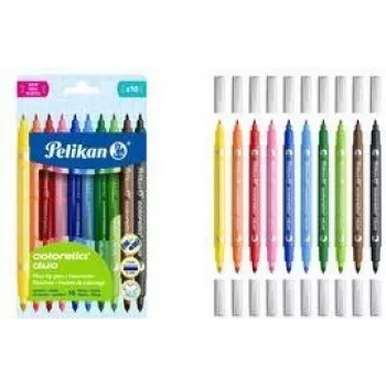 Pelikan Colorella Duo C407 flomasteriai, įvairių spalvų, 10 vnt.