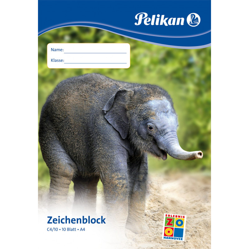 Pelikan C4/10 piešimo bloknotas A4, 100 g/m², 10 lapų, be chloro, baltas