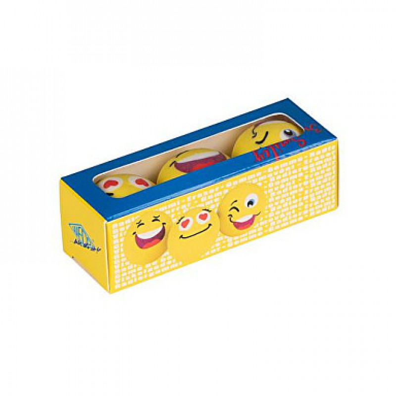 WEDO SMILEY trintukas, geltonas, 3 dizainai vienoje dėžutėje