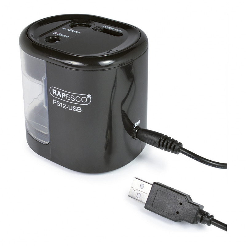 RAPESCO® elektrinis pieštukų drožtukas juodas/permatomas
