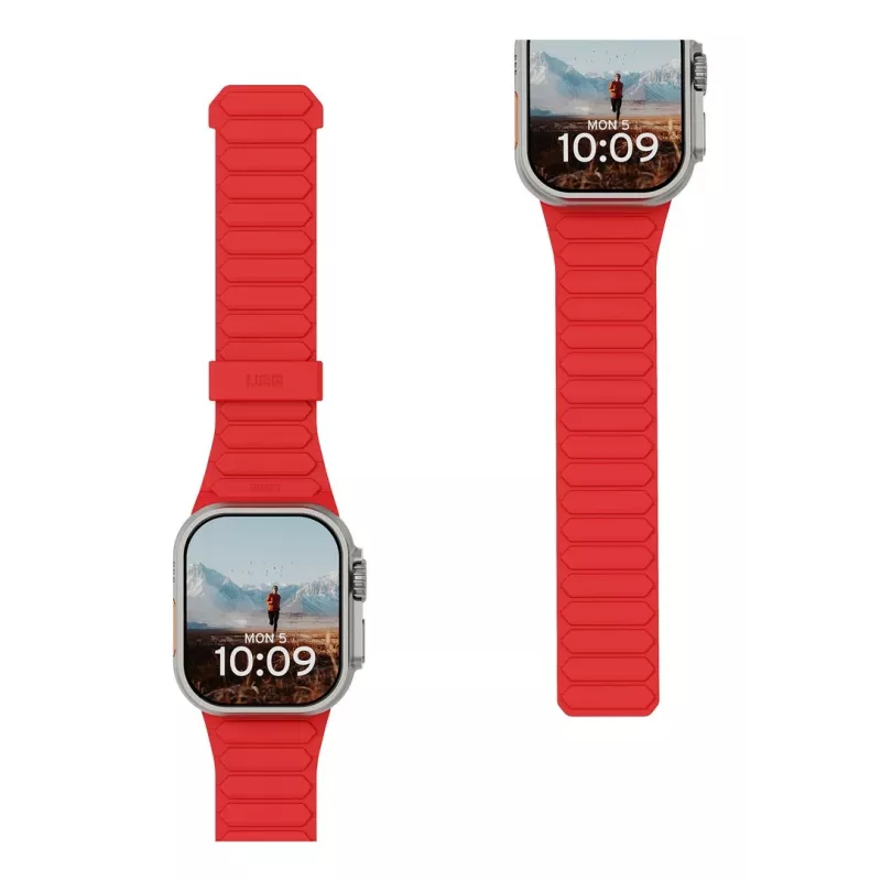 Urban Armor Gear UAG Pathfinder – dvipusė magnetinė silikoninė apyrankė Apple Watch serija 4-6 & SE 1-3, 44mm / serija 7-9, 45mm / serija 10-11, 46mm / Ultra 1-3, 49mm (ash/lava)