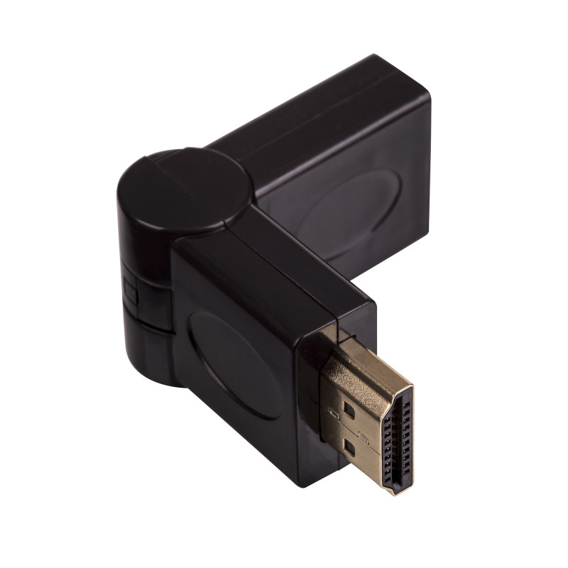 Akyga AK-AD-40 HDMI (M) į HDMI (F) 180° pasukamas kampinis adapteris, juodas