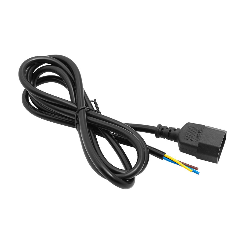 Akyga AK-OT-09C IEC C14 maitinimo kabelis su atviru galu, 3x 1 mm² varis, 1,8 m, juodas