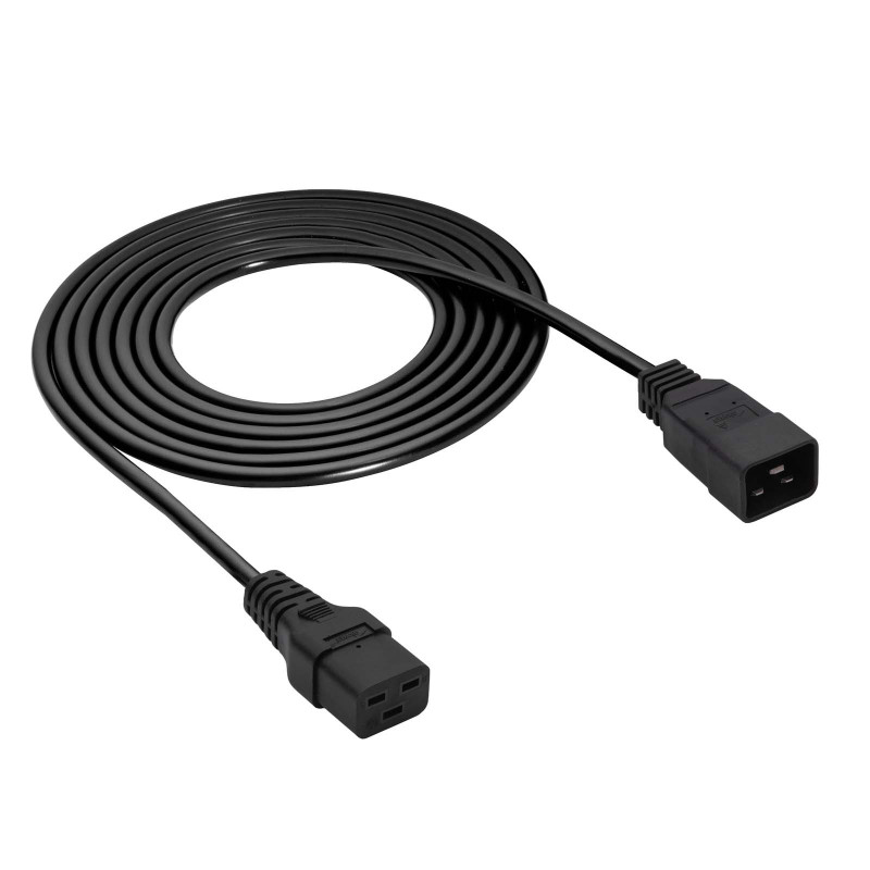 Akyga AK-UP-03S serverio maitinimo prailginimo kabelis IEC C20 – IEC C19, varis 3 x 1,5 mm², 16 A, 1,8 m, juodas