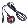 Akyga AK-AG-03A maitinimo kabelis UK BS 1363 (G tipas) – IEC C7 (aštuoniukė), CCA 2 x 0,5 mm², 1,5 m, juodas