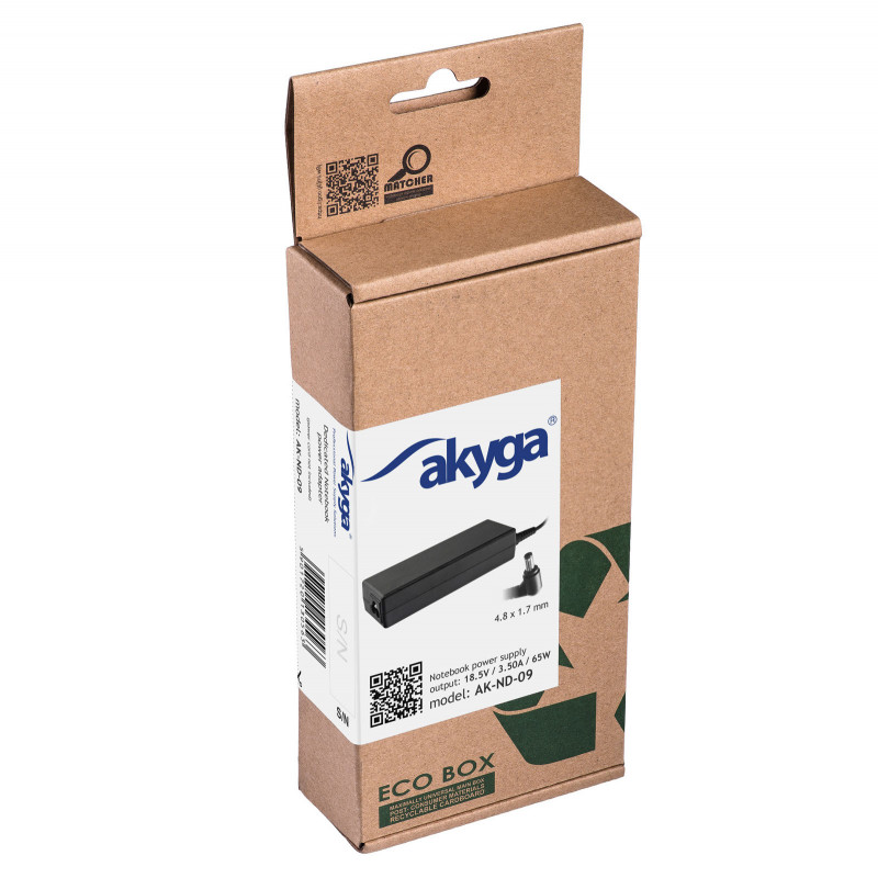 Akyga AK-ND-09 nešiojamojo kompiuterio įkroviklis 18,5 V, 65 W, 4,8 x 1,7 mm, 1,2 m, skirtas HP