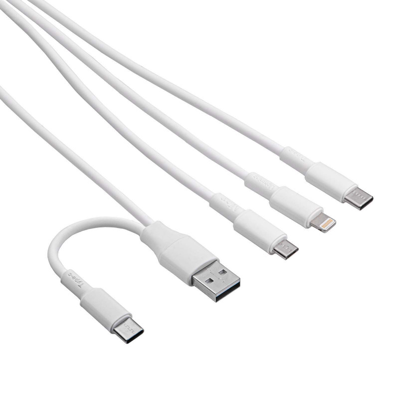 Akyga AK-USB-52 USB kabelis USB-A + USB-C į Micro-USB + USB-C + Lightning, 1,2 m