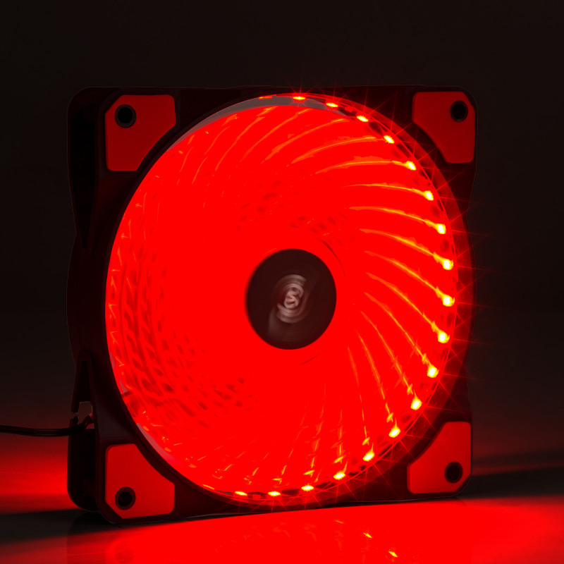 Akyga AW-12E-BR 120 mm korpuso ventiliatorius, 33 raudoni LED, Molex, juodas