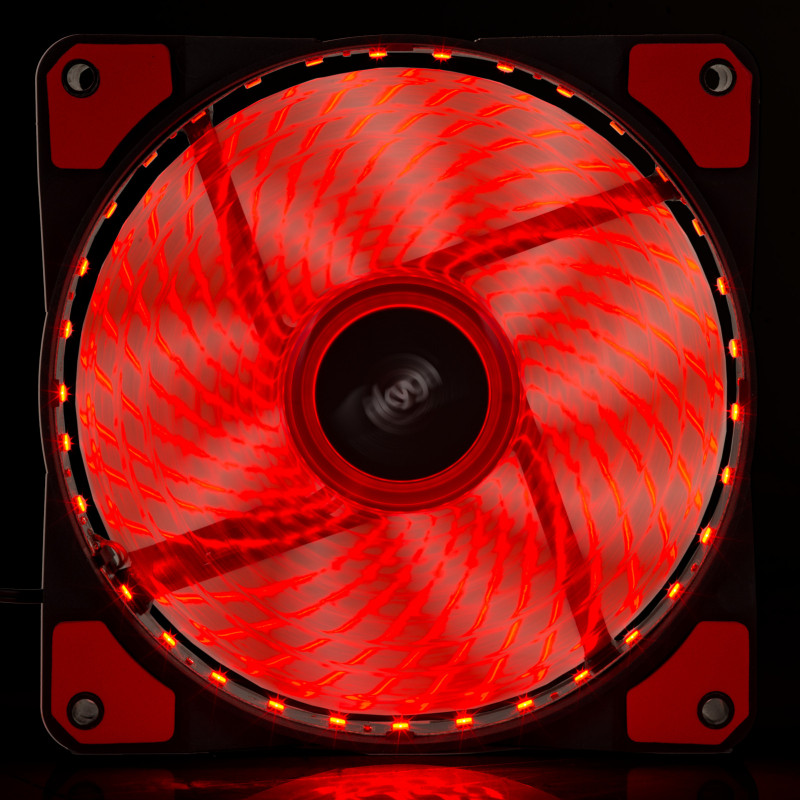 Akyga AW-12E-BR 120 mm korpuso ventiliatorius, 33 raudoni LED, Molex, juodas