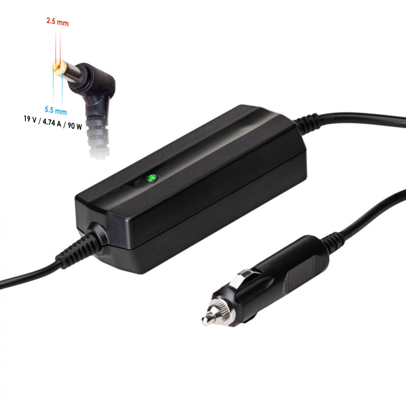 Akyga AK-ND-36 automobilinis nešiojamojo kompiuterio įkroviklis 19 V / 4,74 A, 90 W, 5,5 x 2,5 mm, skirtas ASUS / Toshiba