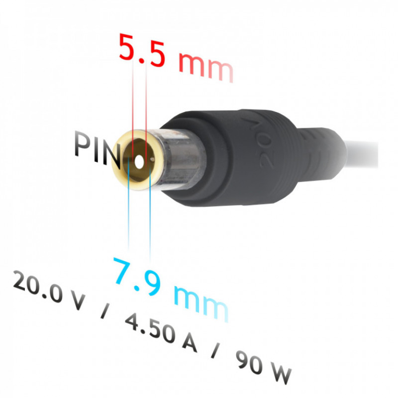 Akyga AK-ND-39 automobilinis nešiojamojo kompiuterio įkroviklis 20 V / 4,5 A, 90 W, 7,9 x 5,5 mm + kaištis, skirtas Lenovo