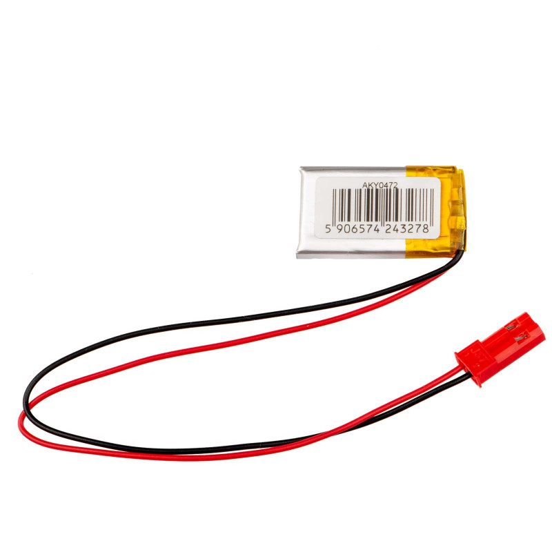 Akyga AKY0472 LP301525 Li-Po akumuliatorius 3,7 V 85 mAh su PCM, JST 2,54 mm 2 kontaktų jungtimi, 150 mm laidais