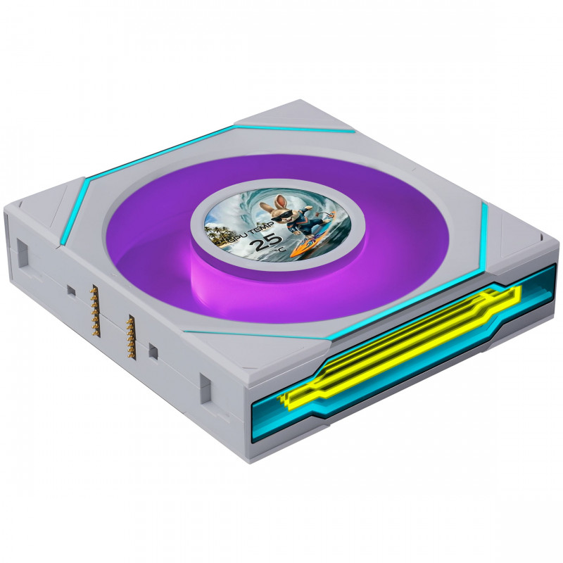 Lian Li UNI FAN SL-INF LCD FLEX Wireless korpuso ventiliatoriai (3 vnt.) su valdikliu, ARGB ir LCD, Reverse Blade, 120 mm, balti