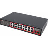 Getfort GF-220G-16P-240 PoE komutatorius, 16 x GE PoE + 2 x GE + 2 x SFP, 240 W