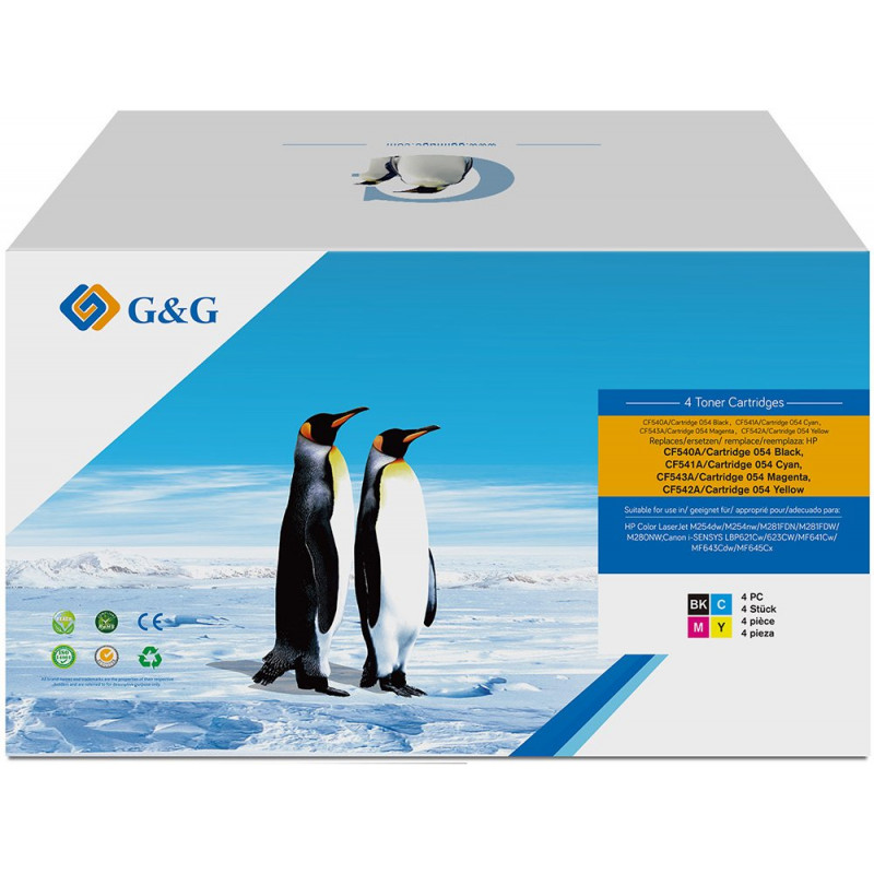 G&G suderinamos tonerio kasetės NT-PH203UBK/UC/UM/UY-B-V5-4-S1 (4 vnt.), juoda, žydra, purpurinė, geltona