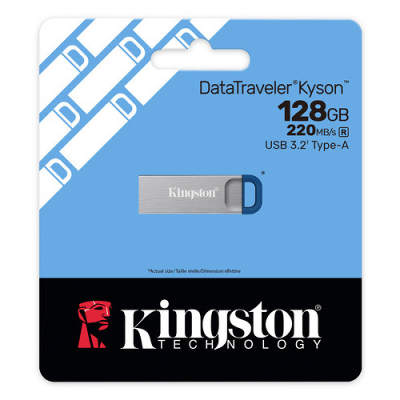 Kingston DataTraveler Kyson DTKNG2/128GB USB atmintukas, 128 GB, USB 3.2 Gen 1, metalinis