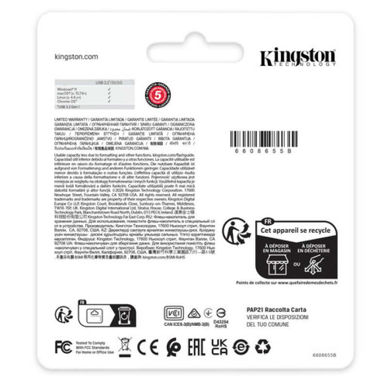 Kingston DataTraveler Kyson DTKNG2/128GB USB atmintukas, 128 GB, USB 3.2 Gen 1, metalinis