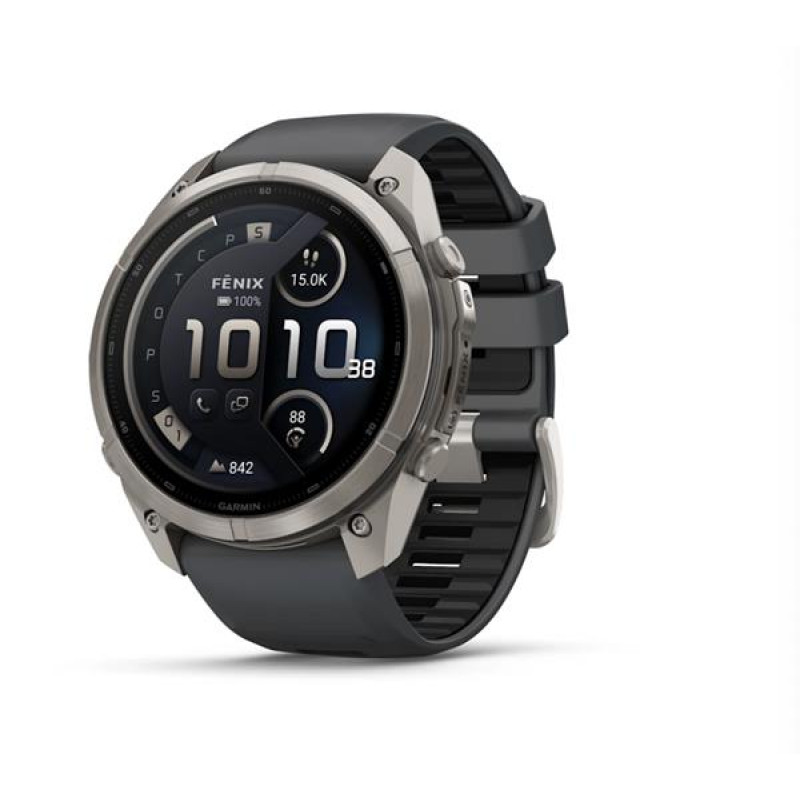 Garmin Fenix 9 Pro inReach išmanusis laikrodis, 51 mm, titano korpusas, grafito/juoda silikoninė apyrankė