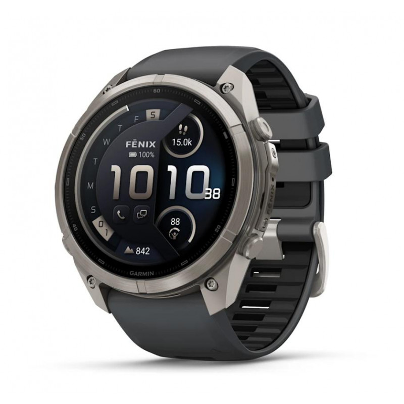 Garmin Fenix 9 Pro inReach išmanusis laikrodis, 51 mm, titano korpusas, grafito/juoda silikoninė apyrankė