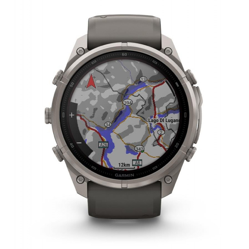 Garmin Fenix 9 Pro inReach išmanusis laikrodis, 51 mm, titano korpusas, grafito/juoda silikoninė apyrankė