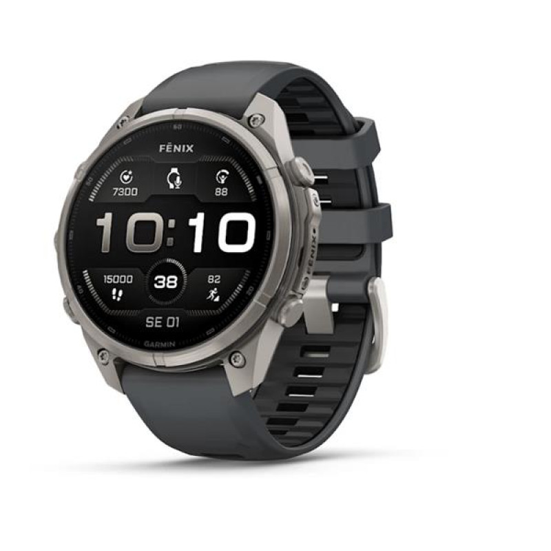 Garmin Fenix 9 Pro išmanusis laikrodis, 47 mm, titano korpusas, grafito/juoda silikoninė apyrankė