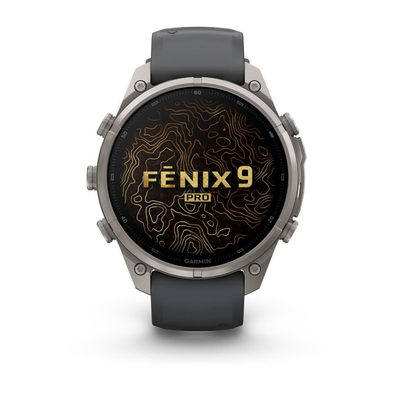 Garmin Fenix 9 Pro išmanusis laikrodis, 47 mm, titano korpusas, grafito/juoda silikoninė apyrankė