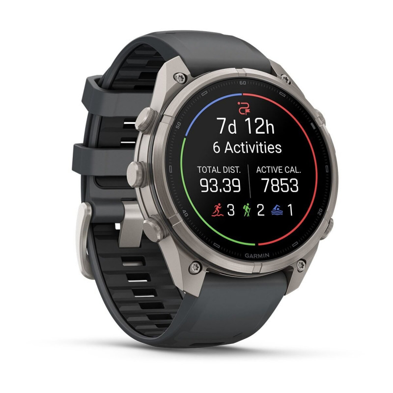 Garmin Fenix 9 Pro išmanusis laikrodis, 47 mm, titano korpusas, grafito/juoda silikoninė apyrankė