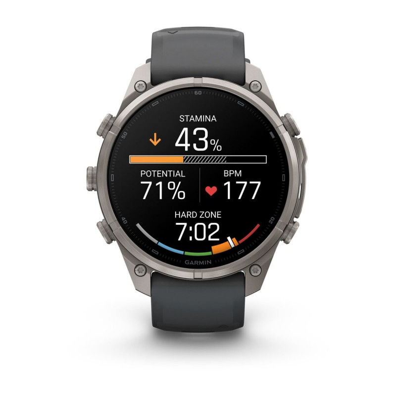 Garmin Fenix 9 Pro išmanusis laikrodis, 47 mm, titano korpusas, grafito/juoda silikoninė apyrankė