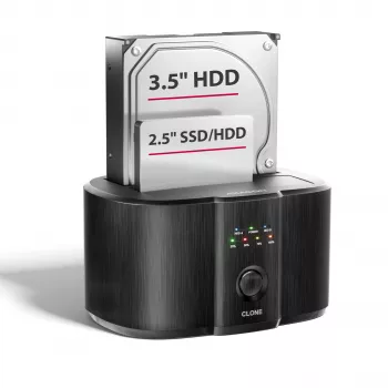 Axagon ADSA-SC dokinė stotelė 2,5/3,5 colio SATA diskams, USB-C 5 Gbps, su klonavimo funkcija