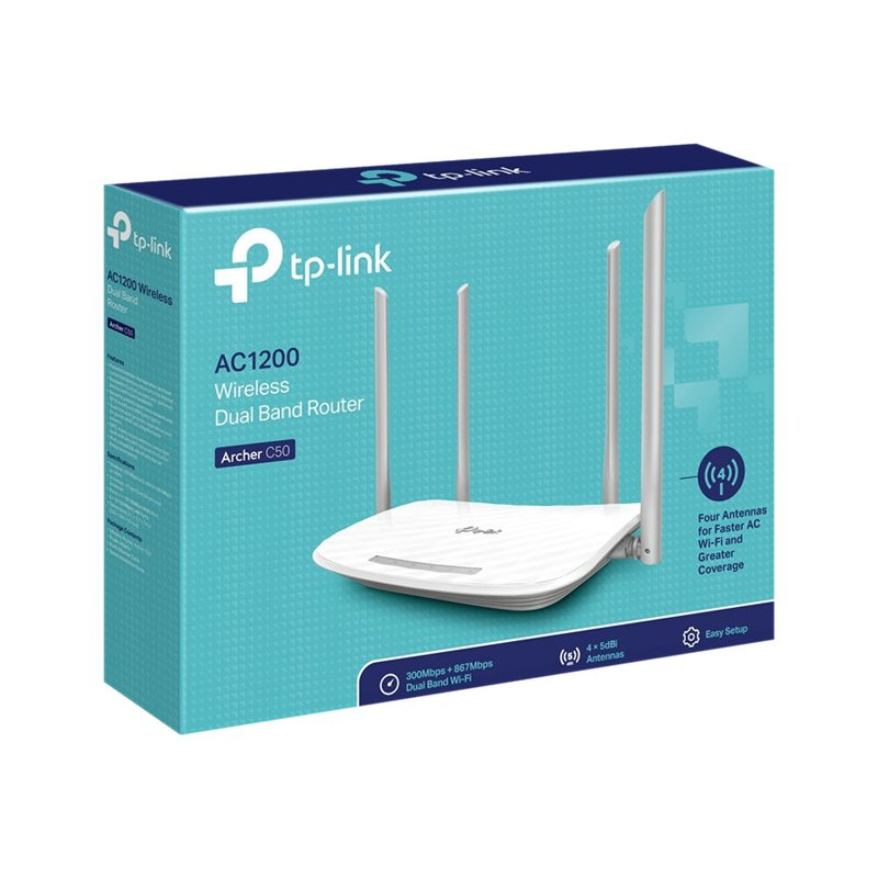 TP-Link Archer C50 (EU) V6.46 belaidis maršrutizatorius, AC1200, dviejų dažnių