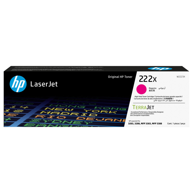 HP 222X W2223X didelės talpos originali „LaserJet“ tonerio kasetė, purpurinė