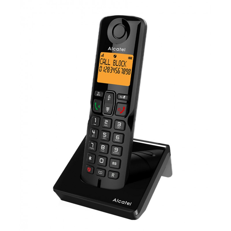 Alcatel S280 EWE belaidis DECT telefonas su laisvų rankų įranga, juodas