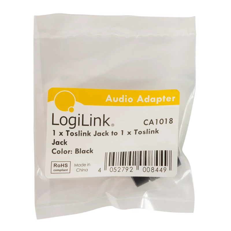 LogiLink CA1018 Toslink garso adapteris, Toslink lizdas į Toslink lizdą, juodas