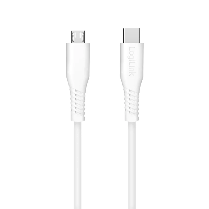 LogiLink CU0242 USB 2.0 Type-C kabelis, USB-C kištukas – micro USB kištukas, 480 Mbps, 12 W, baltas, 1 m