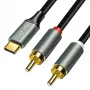 LogiLink CUA0141 USB 2.0 Type-C į 2x RCA kabelis, stereo garso, aliuminio, juodas/sidabrinis, 1,5 m