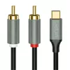 LogiLink CUA0142 USB 2.0 Type-C į 2x RCA kabelis, stereo garso, aliuminio, juodas/sidabrinis, 2 m
