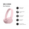 Sony WH-CH530 Bluetooth ausinės ant ausų su mikrofonu, triukšmo mažinimas, rožinės