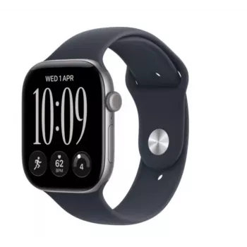 Apple Watch Series 12 GPS išmanusis laikrodis, 46 mm, kosminės pilkos spalvos aliuminio korpusas, tamsiai mėlynas Sport dirželis M/L