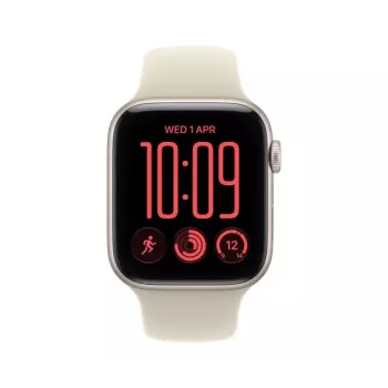 Apple Watch SE 3 išmanusis laikrodis, GPS + Cellular, 44 mm, žvaigždžių šviesos spalvos aliuminio korpusas, smėlio spalvos sportinė apyrankė S/M