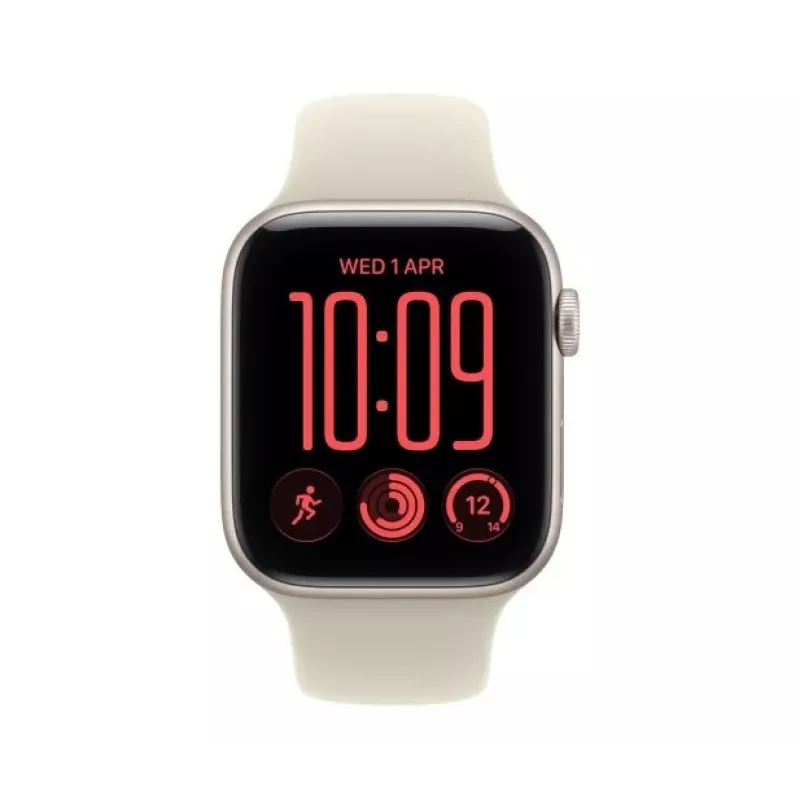 Apple Watch SE 3 išmanusis laikrodis, GPS + Cellular, 44 mm, žvaigždžių šviesos spalvos aliuminio korpusas, smėlio spalvos sportinė apyrankė S/M