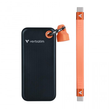 Verbatim Pocket 32285 nešiojamasis SSD, 512 GB, USB 3.2 Type-C, juoda/oranžinė