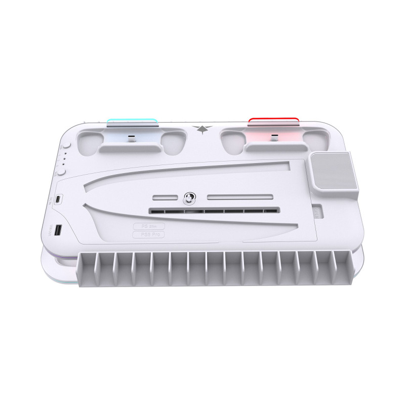 White Shark KIMURA PRO PS5 aušinimo pagrindas su 2 įkrovimo stotelėmis, baltas