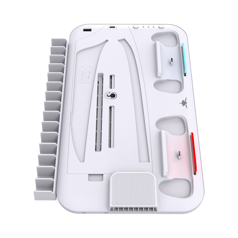 White Shark KIMURA PRO PS5 aušinimo pagrindas su 2 įkrovimo stotelėmis, baltas