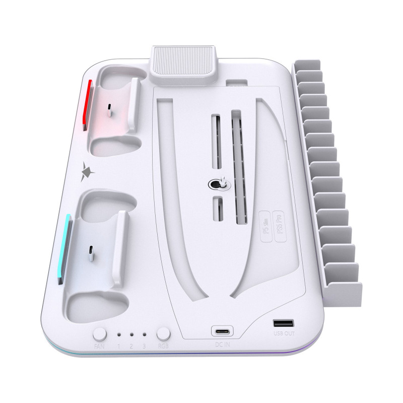 White Shark KIMURA PRO PS5 aušinimo pagrindas su 2 įkrovimo stotelėmis, baltas