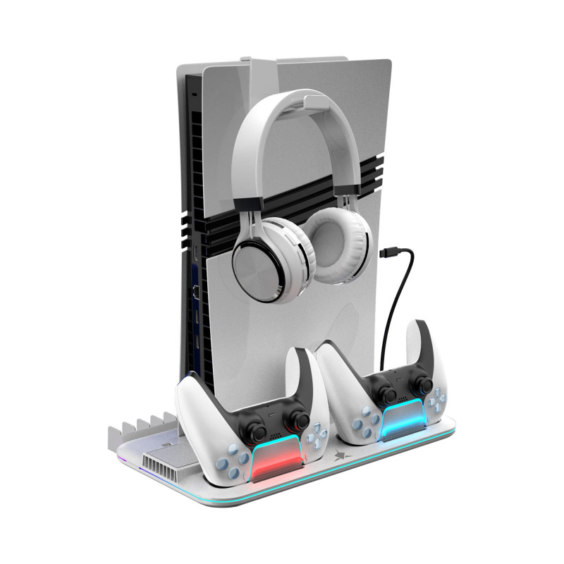 White Shark KIMURA PRO PS5 aušinimo pagrindas su 2 įkrovimo stotelėmis, baltas