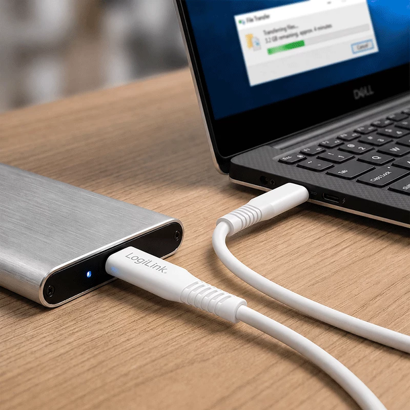 LogiLink CU0244 USB 2.0 kabelis USB-C į Micro-USB, 480 Mbps, 12 W, baltas, 2 m