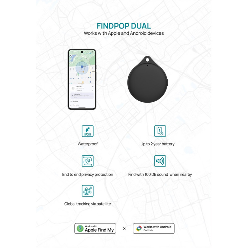 XD Design Connects Findpop Dual sekiklis, Apple ir Android Find, IPX5, P301.1701