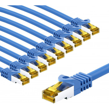Goobay RJ45 CAT 6A S/FTP (PiMF) jungiamasis kabelis, 500 MHz, iš CAT 7 kabelio, 3 m, mėlynas (10 vnt.)