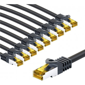 Goobay 69413 RJ45 komutacinis kabelis CAT 6A S/FTP (PiMF), 500 MHz, su CAT 7 kabeliu, 1 m, juodas